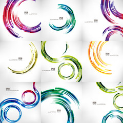 Set with abstract lined banners. Digital lines, stripes.