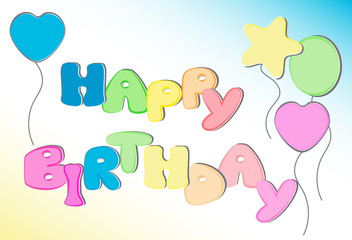 Happy Birthday colorful cute letters and balloons vector.