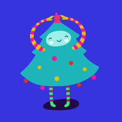 Cute Little Christmas Tree Illustration.