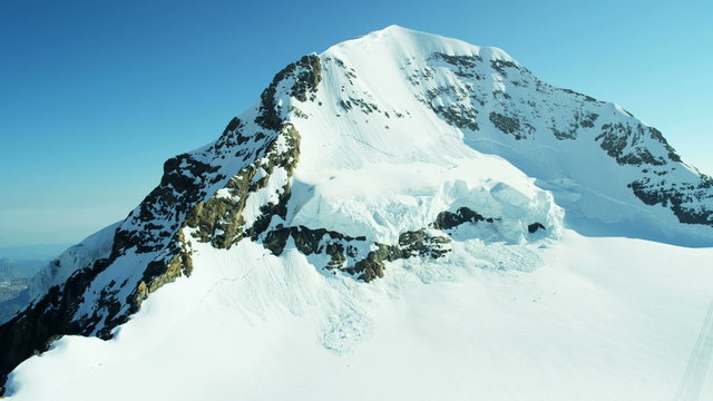 Aerial Switzerland Monch mountain Alps snow ice glacier 