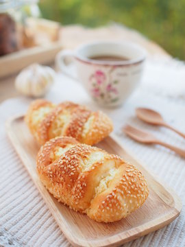 garlic bread in fresh morning