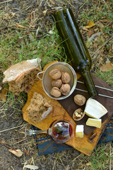 Beautiful picnic composition on the ground in the park