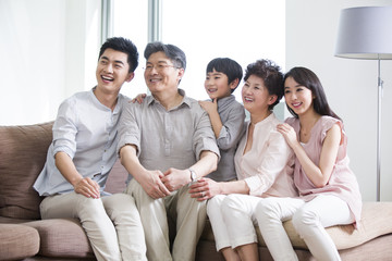 Portrait of big happy family