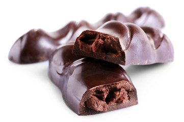 Broken chocolate stick, isolated on white