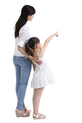 Mother and daughter looking the front