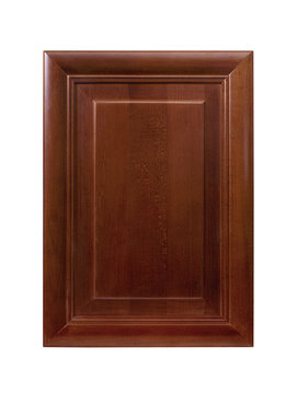 Front kitchen wooden frame cabinet door isolated on white