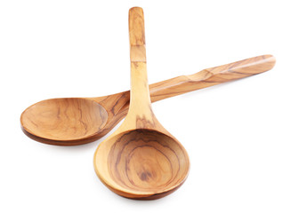 Two wooden spoons, isolated on white