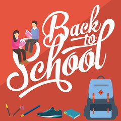 back to school vector illustration pencil college students reading books