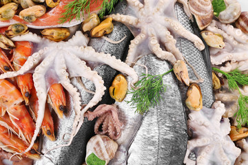 Mediterranean fish cocktail background, close up