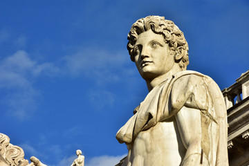 Dioskouri from Rome Capitoline Hill at sunset