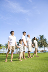 Portrait of a family in a tropical location