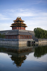 Fototapeta na wymiar Northwest corner of the Forbidden City outer wall, Beijing, China