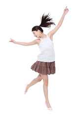 Happy young woman jumping