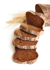 Sliced bread and ears isolated on white