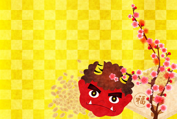 節分　豆　鬼　背景