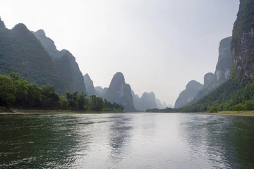 Fototapete Guilin View of the Guilin hills from a boat