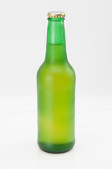 Cold Beer In Green Beer Bottle Isolated