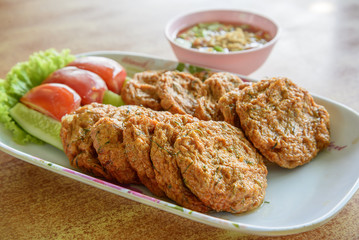 spicy curry fried fish patty made from fish mix with curry paste