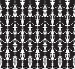 Черно-белая бесшовная текстура в виде рыбьей чешуи с металлическим блеском © vellas