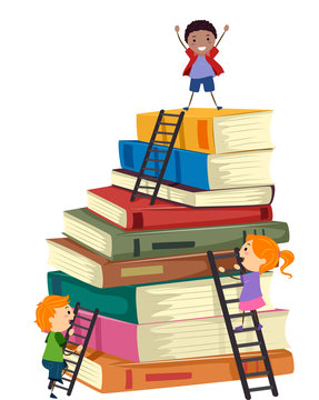 Stickman Kids Book Stack Ladders Climb