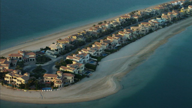 Aerial Dubai Palm Jumeirah Burj Al Arab luxury Homes UAE 