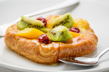 fruit cake with cherry and other fruits