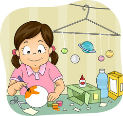 Kid Girl Solar System Model Project © BNP Design Studio