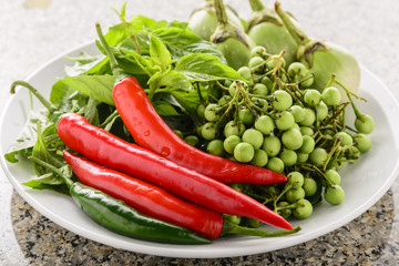 Various kinds of vegetables on dish