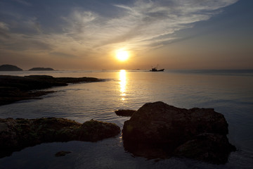 Sunset off the seashore