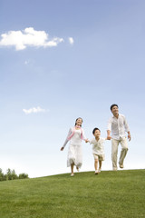A young family enjoying the park