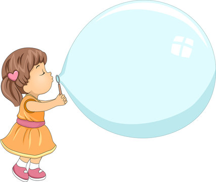 Kid Girl Blow Giant Bubble
