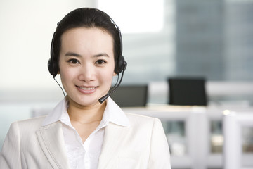 Office worker with a headset