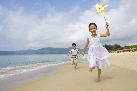 Children playing on the beach