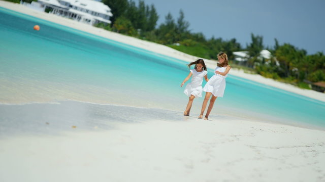 tourism lifestyle Caucasian girls children travel beach destination vacation 