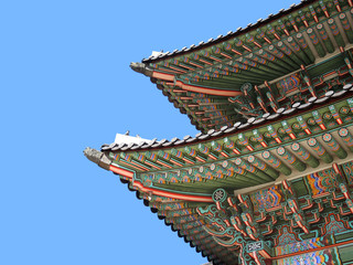 Detail of traditional roof at Korean Palace, Seoul.