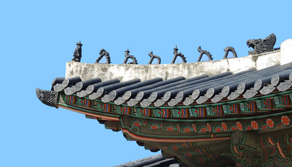 Fototapeta na wymiar Roof detail traditional Korean gyeongbokgung palace, Seoul