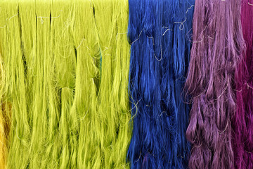 Colorful raw silk thread background