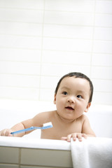 Infant in bathtub