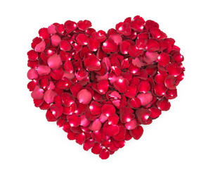 Fototapeta na wymiar Rose petals in a shape of a heart