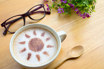 latte art coffee in sun design