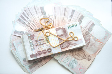 Gold chain and Thai money