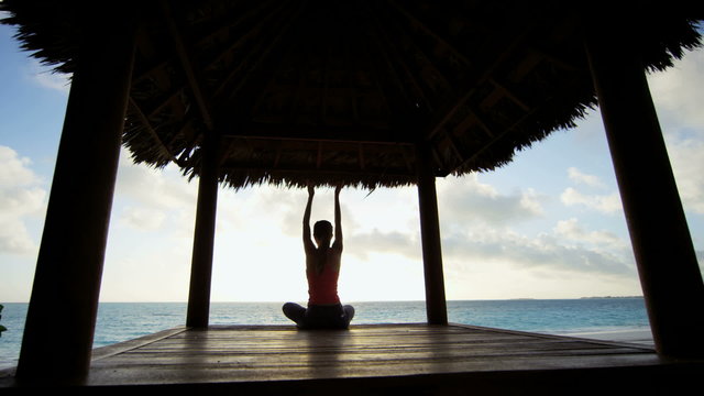Yoga fitness lifestyle of young ethnic girl outdoor