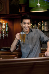 A Man Relaxing at a Bar