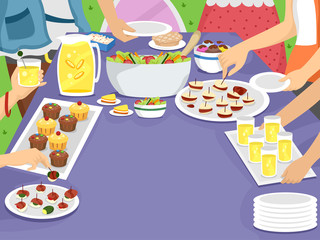 Party Table Family Outdoor Picnic Meal - 99393273