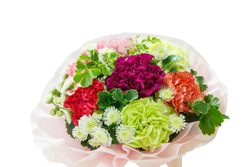 A bouquet of colorful carnation flowers.