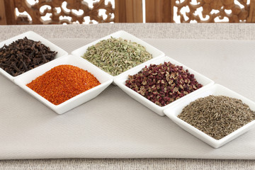 Close-up of different spices