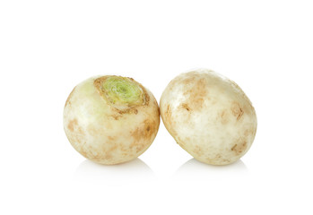 Mini white turnips on white background
