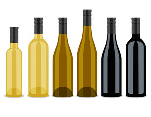 set of bottles of wine, flat design