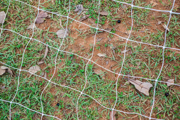 Obraz premium Soccer goal net on blurred background