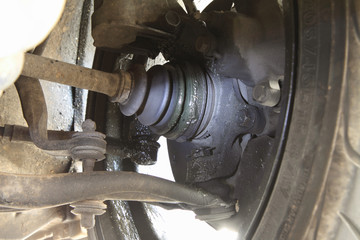 Naklejka premium dilapidated of rubber drive shaft